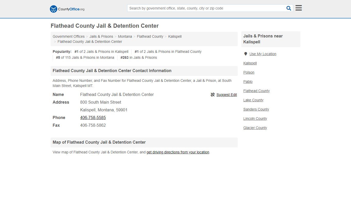 Flathead County Jail & Detention Center - Kalispell, MT (Address, Phone ...