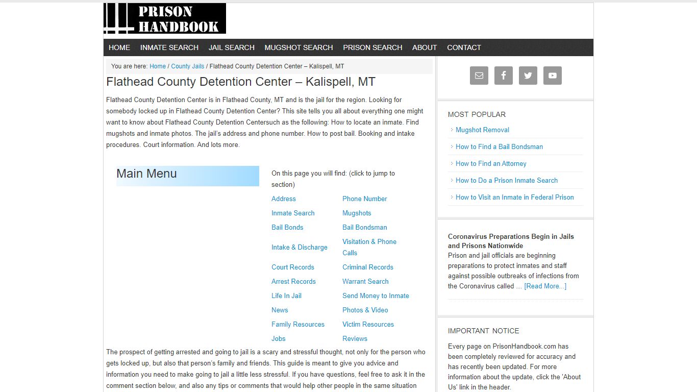 Flathead County Detention Center – Kalispell, MT - Prison Handbook